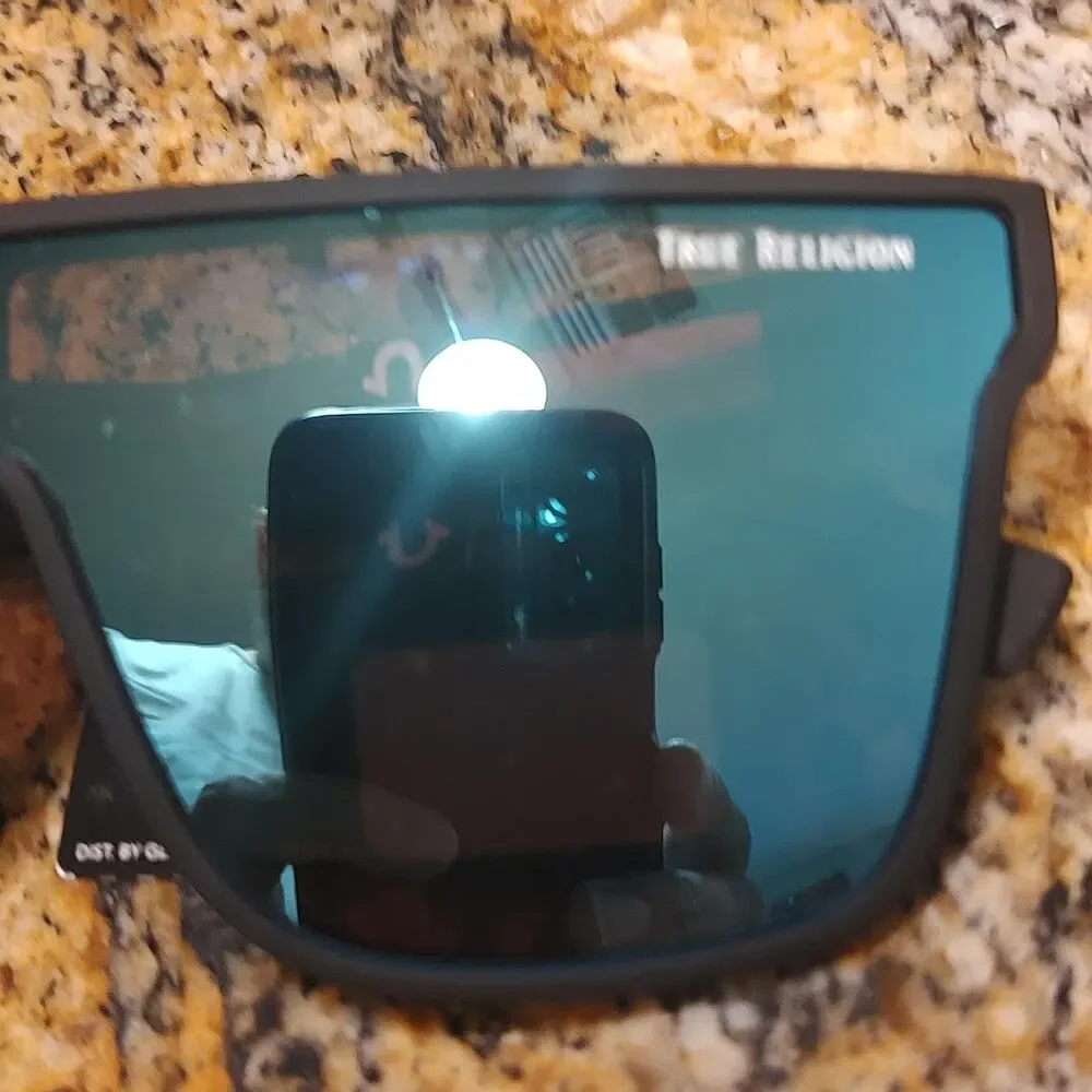 True Religion Sunglasses Mens Black Red Shield Oversized UV Protection TRM1799